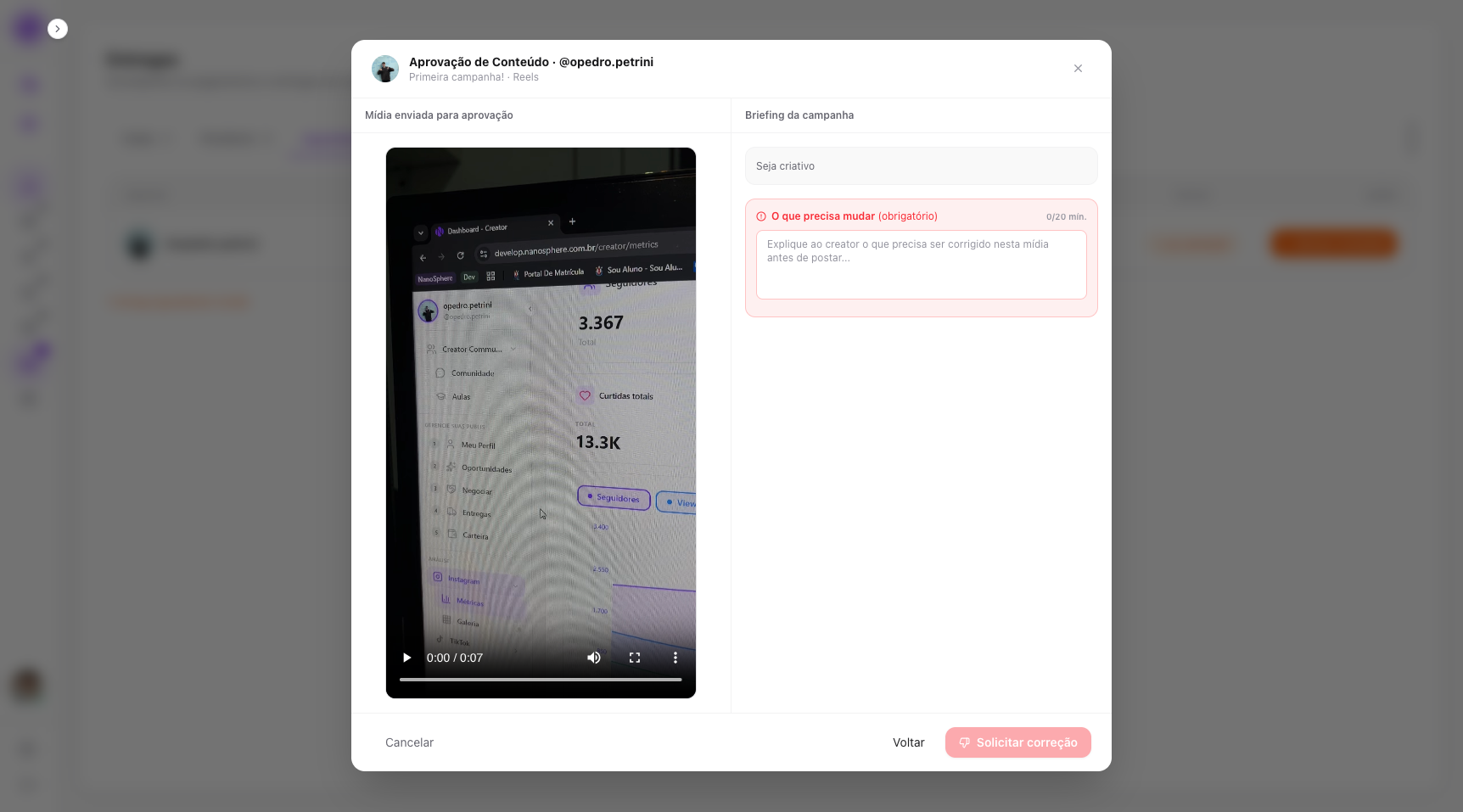 Aprove o conteúdo antes de ser postado